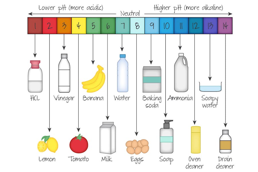 The pH scale.