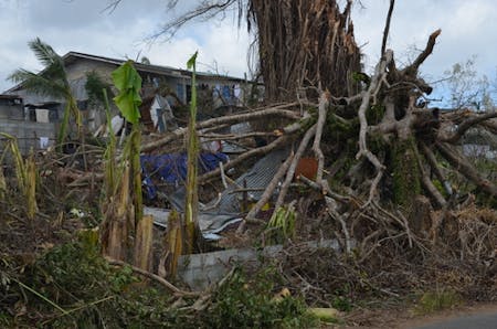 Damage on the Island of Vanuatu from Cyclone Pam in March 2015 resulted in loss of lives and many people being made homeless.