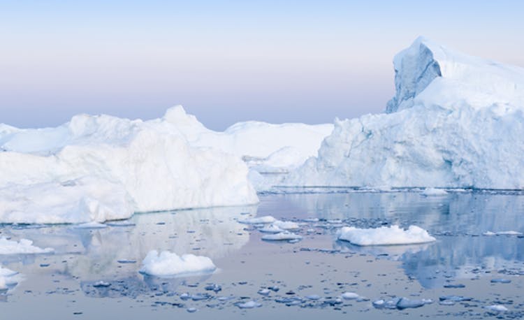 Melting of Greenland ice sheet.