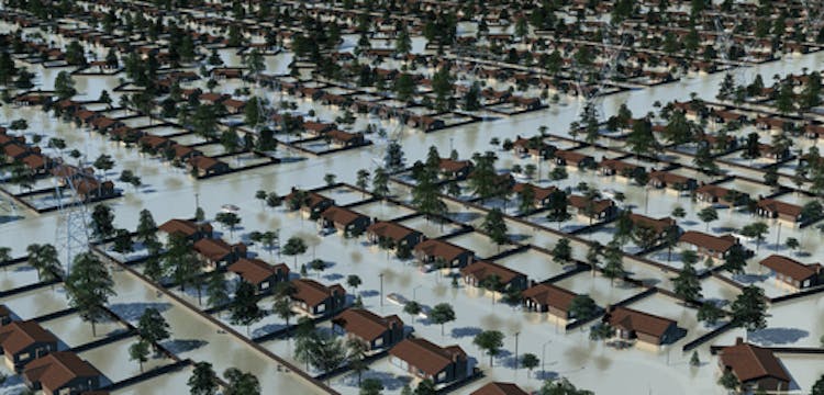 Flooding of large settlement.