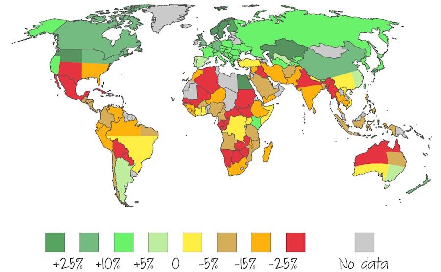 Projected impacts of climate change on agriculture yield between 2003 and 2080s. 