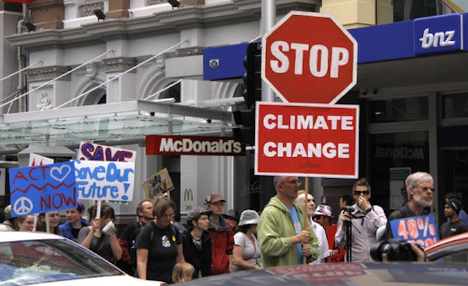 Climate change campaign in New Zealand.