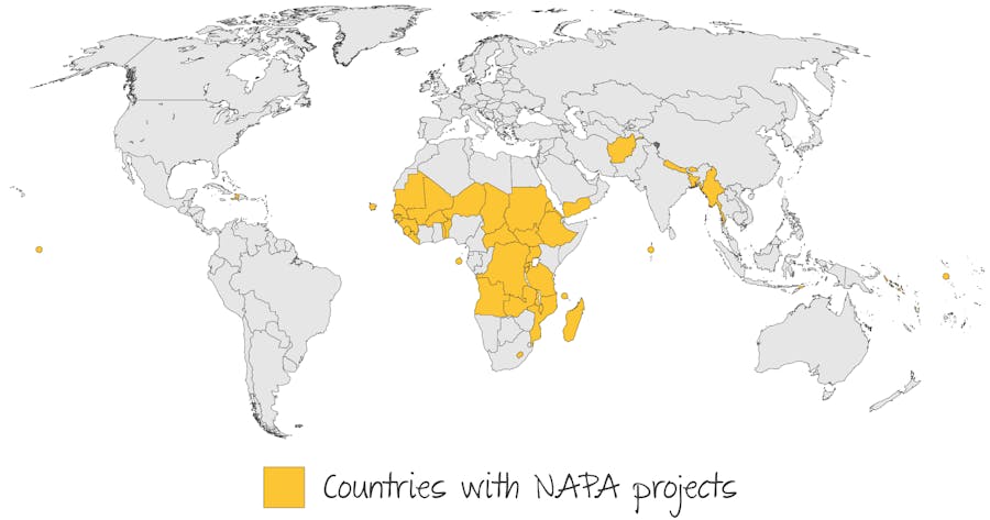 Countries in which there are NAPA projects (2014)