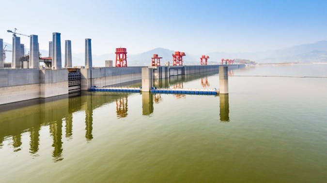 World’s largest hydro-electric dam scheme - Three Gorges Dam along the Yangtze River, China.